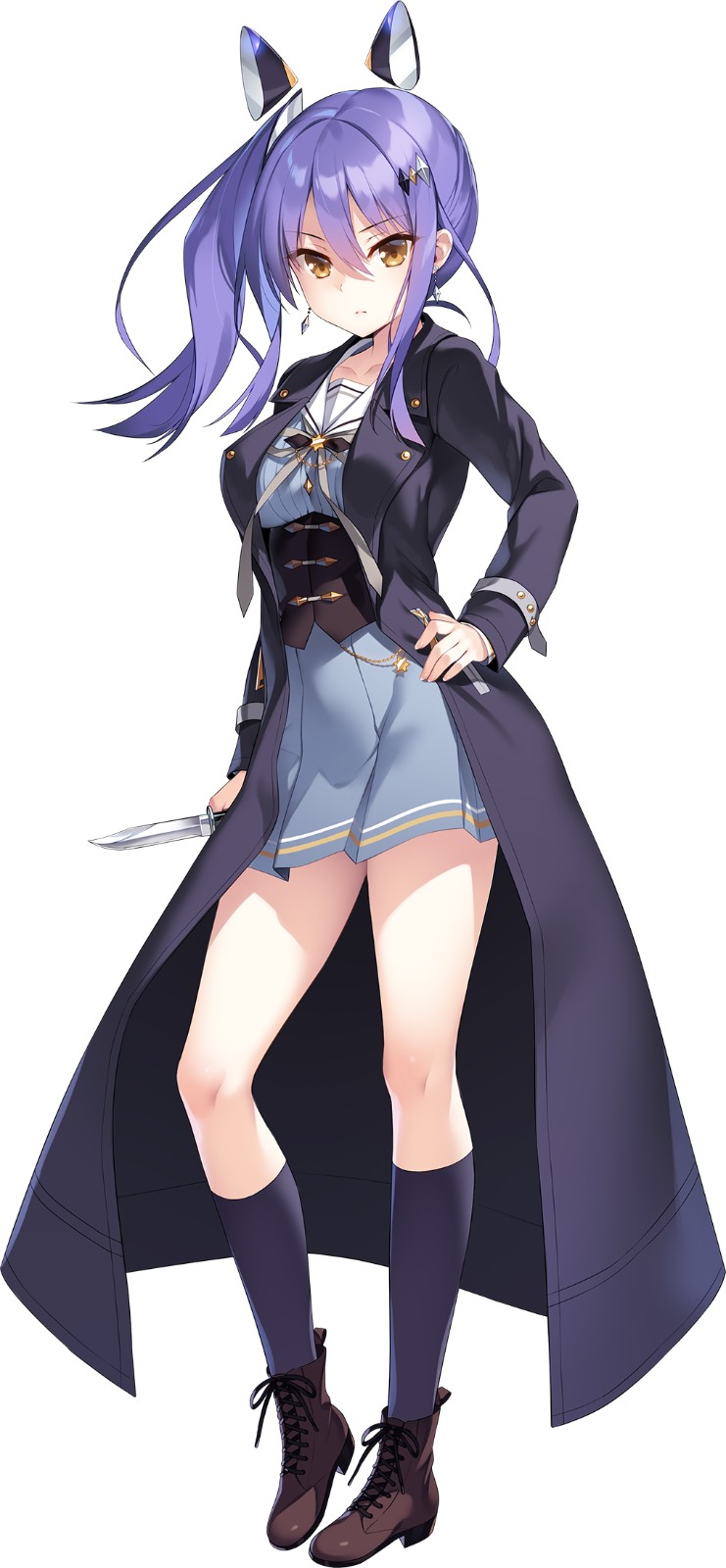 宇贺岛ユカリ_アウター黒_ナイフ